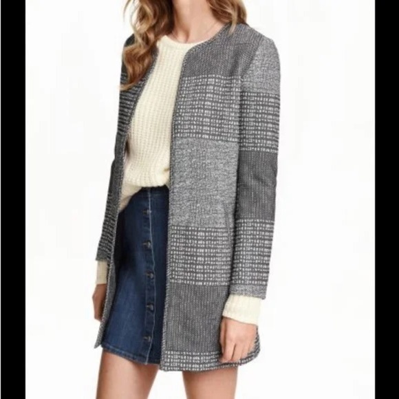 Black Halo Jackets & Blazers - H&M Collarless Open Front Gray Jacket Women’s Size US 4 NEW WITH TAGS